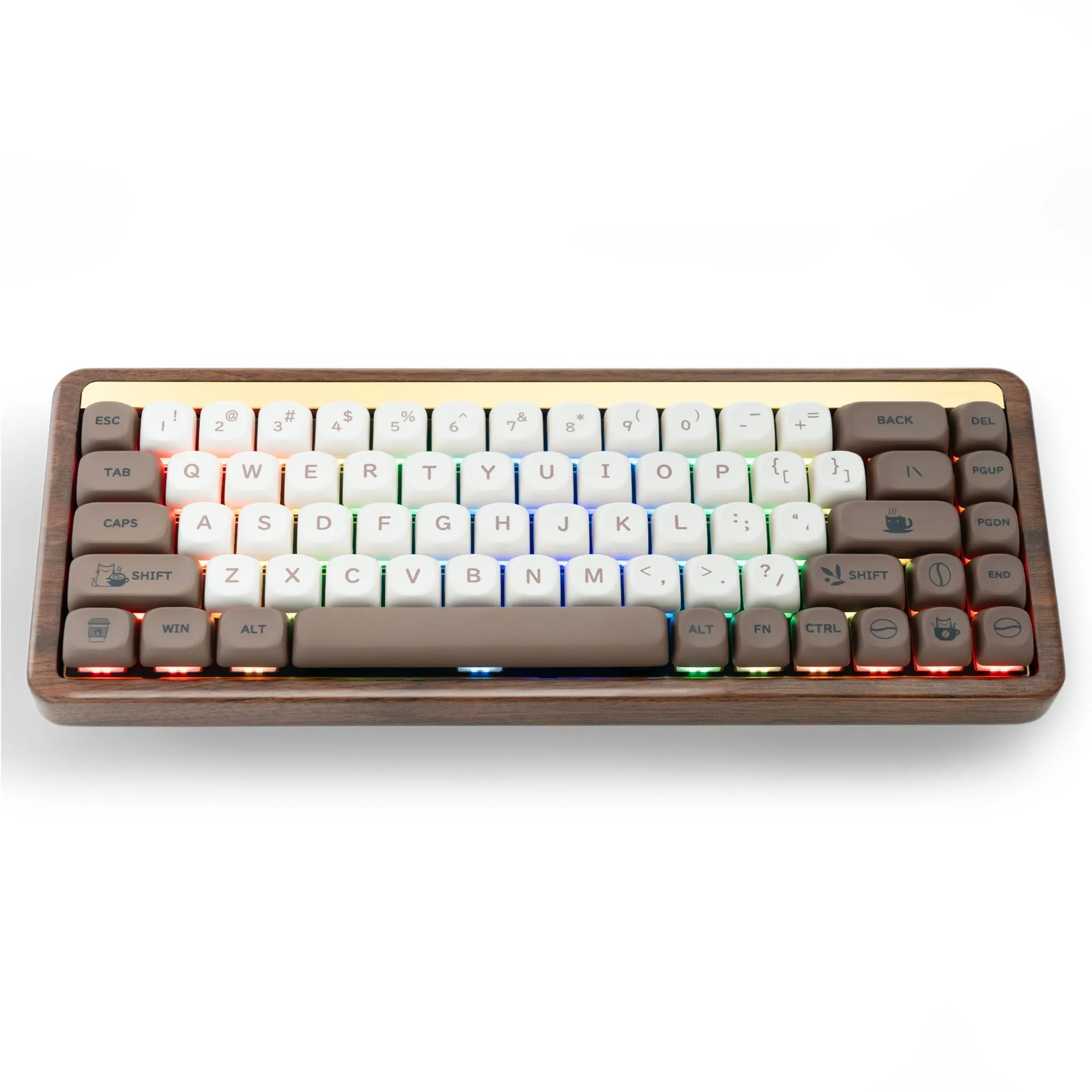 XVX M68 Solid Walnut Mechanical Keyboard Hot Swap Switch With PBT Keycaps