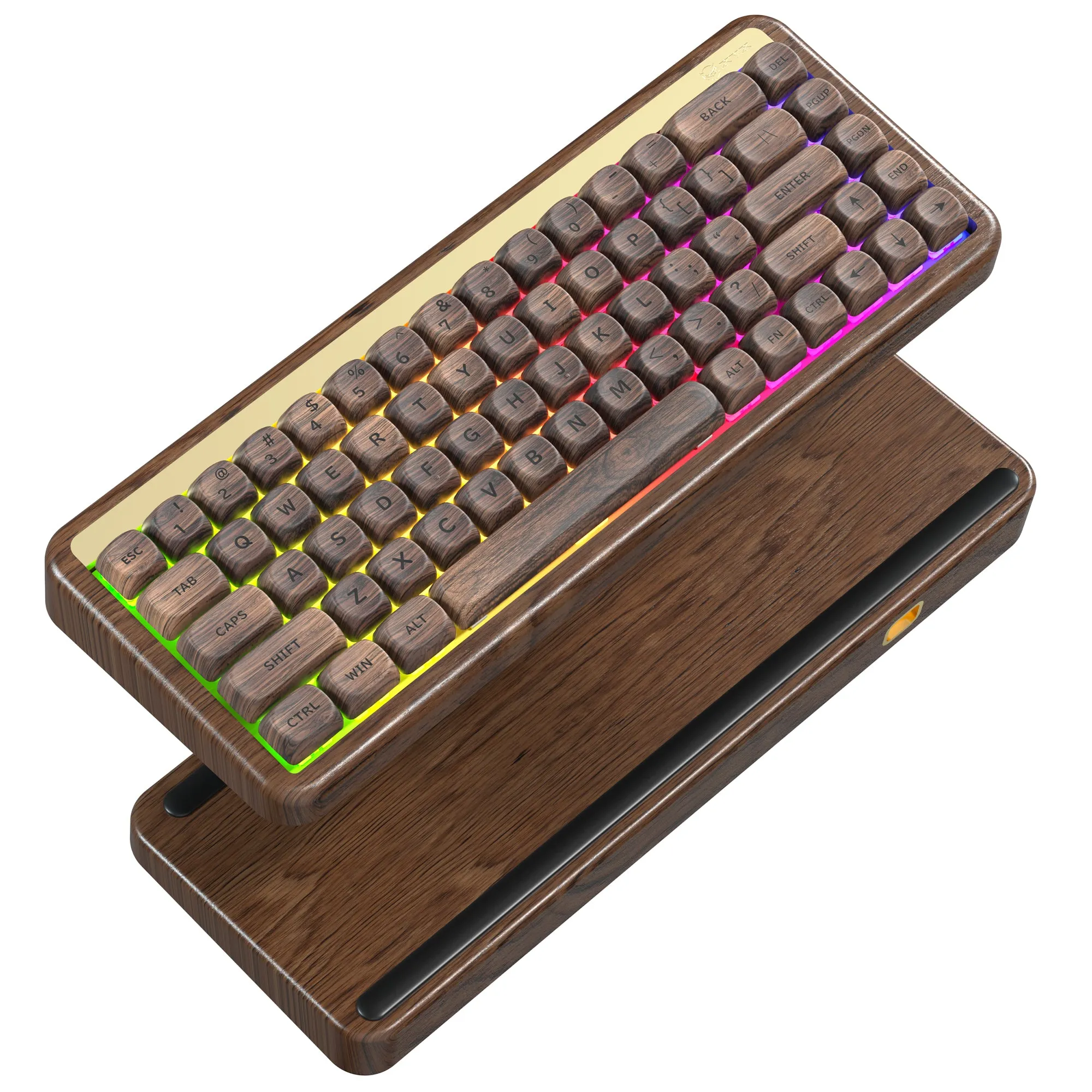 XVX M68 Solid Walnut Mechanical Keyboard Hot Swap Switch With PBT Keycaps