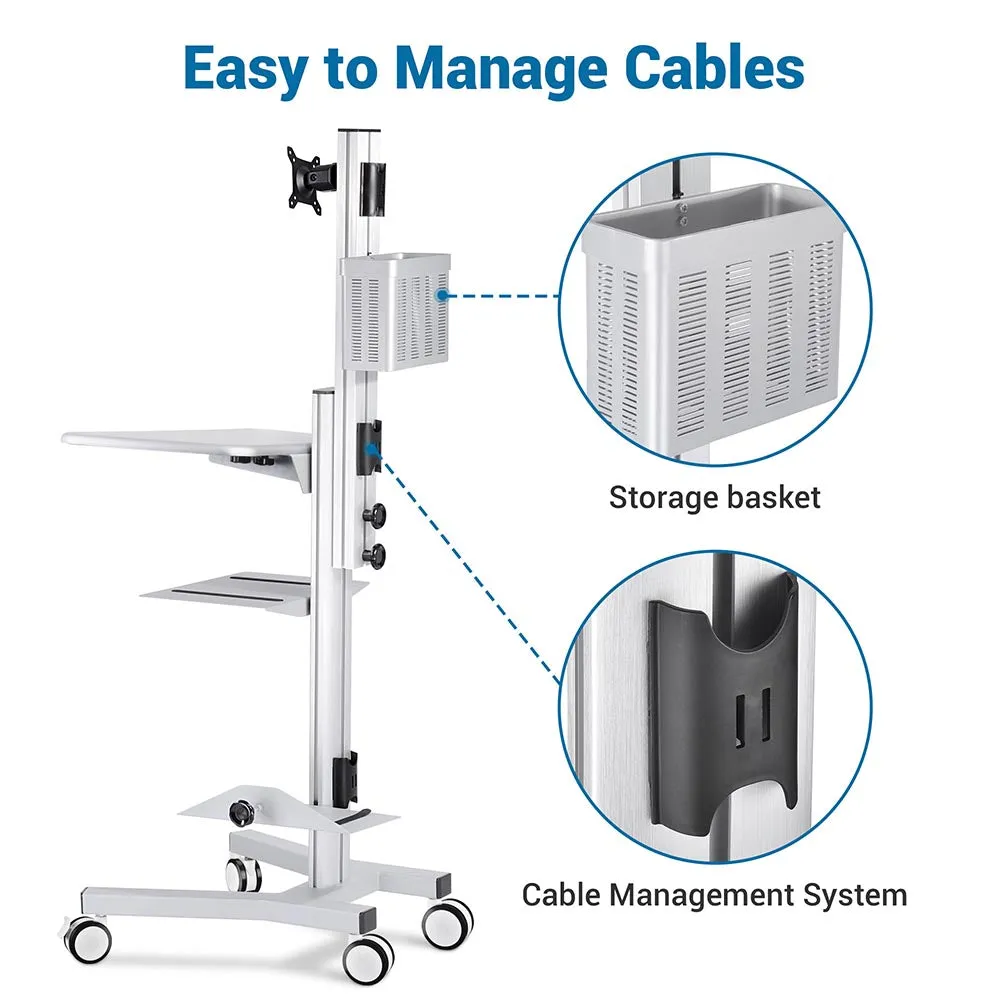 Yescom PC Computer Desktop Rolling Mobile Cart Workstation