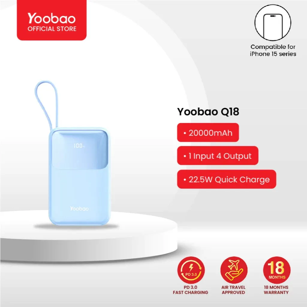 Yoobao Q18 20000mAh Powerbank Fast Charge Digital Display Replacement by Yoobao LQ20