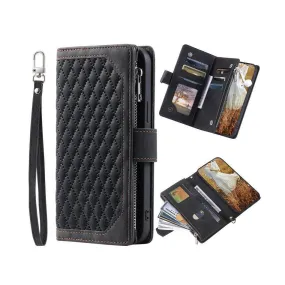 Zipper Wallet Mobile Phone Case for Samsung Galaxy S20 with Wrist Strap - Black