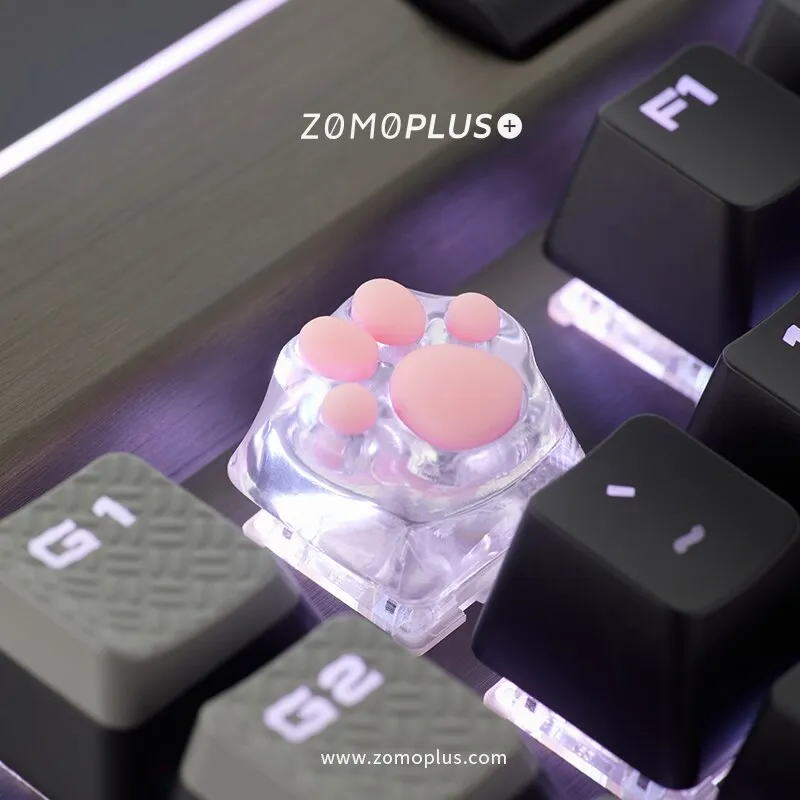 ZOMO PLUS 3D Printed Resin Silicone Transparent Cat Paw Keycap Multi-Color ABS & Silicon Artisan Keycap for Mechanical Keyboard