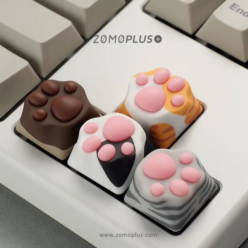 ZOMO PLUS Kawaii Cat Paw Keycap Multi-Color ABS & Silicon Artisan Keycap Mechanical Keyboard Cow Cat Siamese Cat American