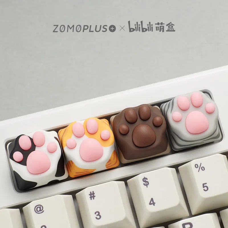 ZOMO PLUS Kawaii Cat Paw Keycap Multi-Color ABS & Silicon Artisan Keycap Mechanical Keyboard Cow Cat Siamese Cat American